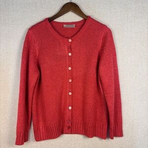 Haymaker Womens Coral Reddish Pink Button Front Soft Knit Cardigan Sweater Large